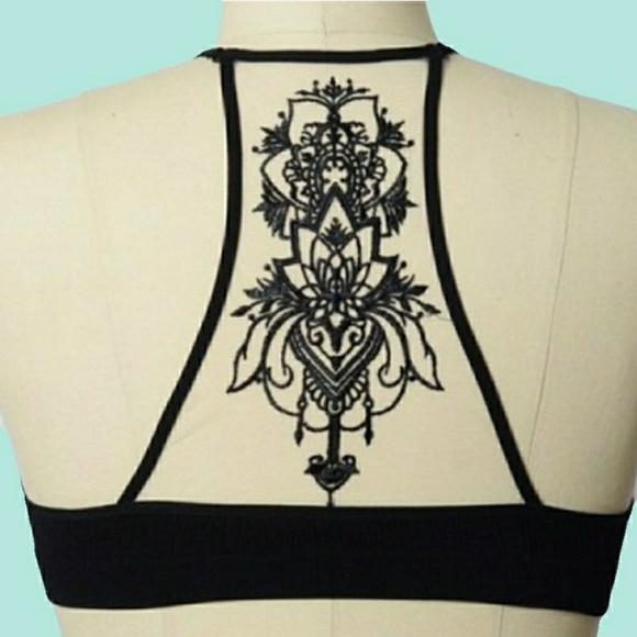 BRAND NEW -SEXY BLACK TATTOO RACER BACK BRALETTE - Picture 4 of 7